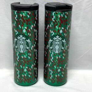 Starbucks 2019 Holiday Confetti Insulated 16oz Tumbler Set Of 2 Stainless Steel